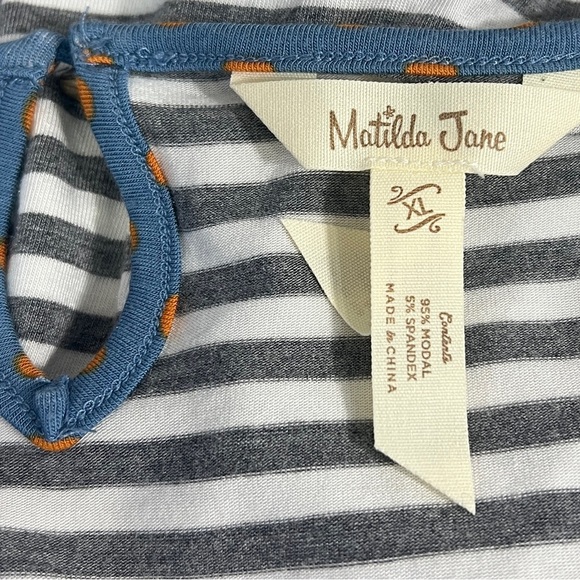 Matilda Jane Womens White and Grey Striped Long Sleeve Top Size XL - Picture 4 of 4